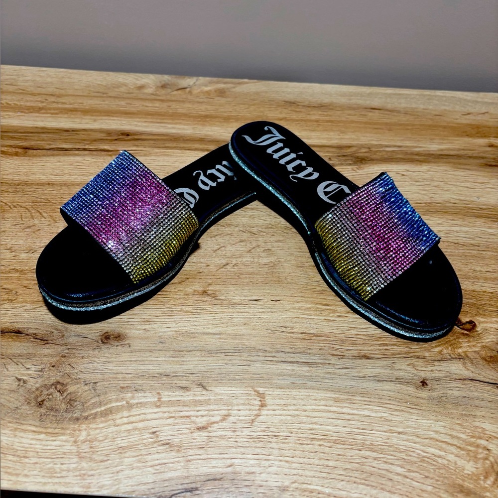 Juicy Couture Women's Multicolor bling  Slide Sandals size 6.5
